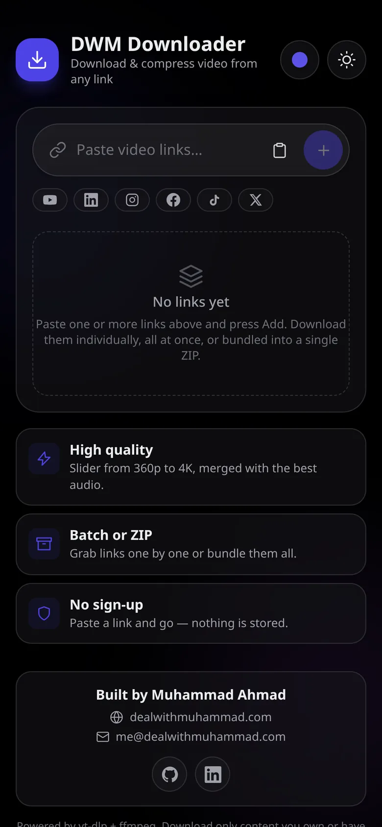DWM Downloader on a phone