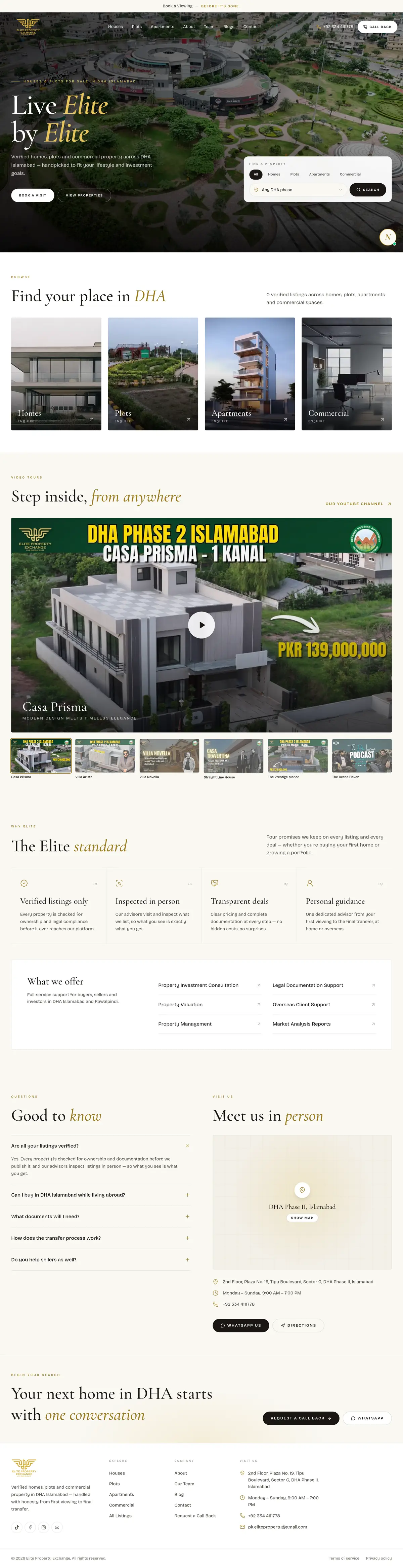 elitepropertypk.com homepage: Live Elite by Elite
