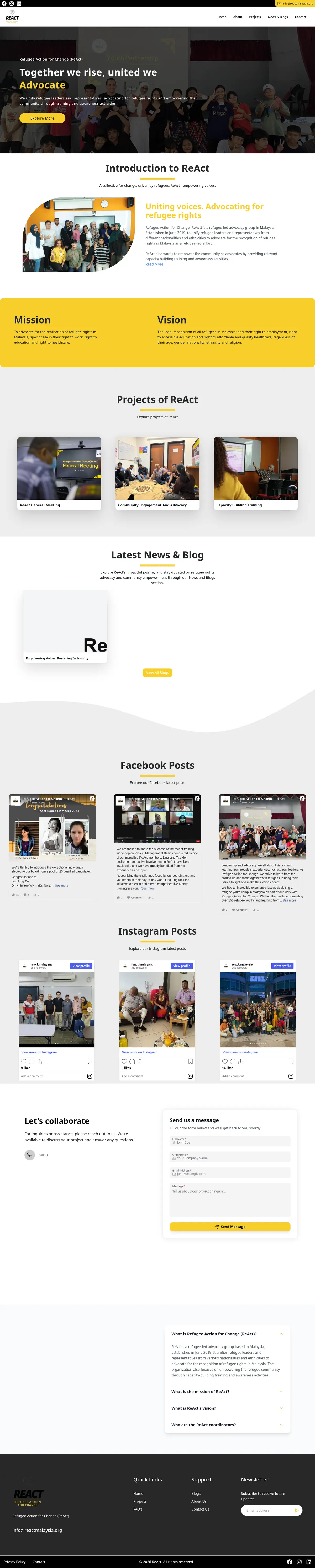 reactmalaysia.org homepage: Together we rise, united we advocate